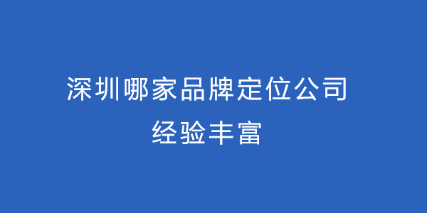 深圳哪家品牌定位公司經驗豐富